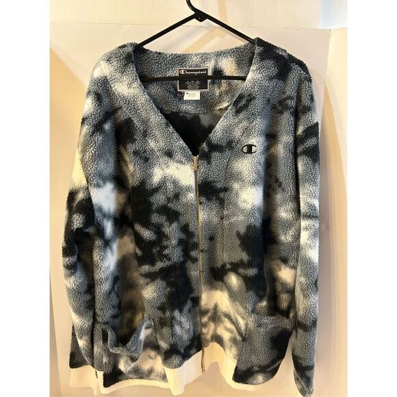 Champion fleece gray black camouflage large rn#15763 - Picture 1 of 8